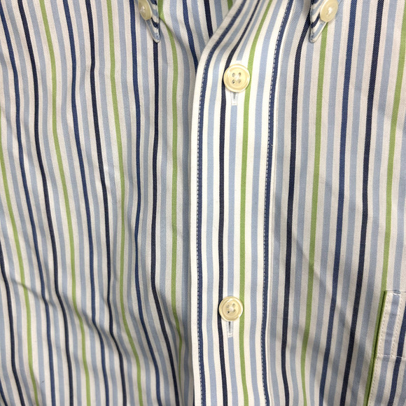 Eddie Bauer Button Down Shirt Mens XL Blue Green Stripes Easter Spring Dressy - Picture 9 of 15